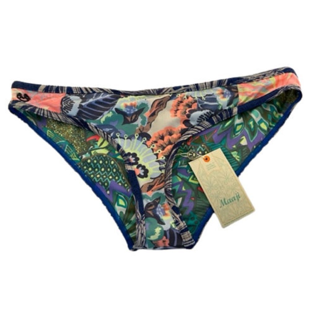 Maaji Multicolor Floral & Geometric Bikini Bottom - Blue, Green, Pink